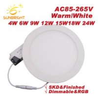 Warm White 2700K LED Recessed Downlight Dimmable Round Ultrathin LED Panel Light for Home Office Com