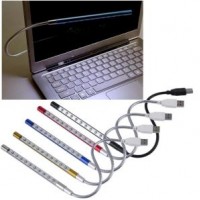 USB Plug Flexible Gooseneck 10LED Keyboard Night Light for Laptop Desktop Computer Reading Lamp