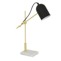 Retro Style Black / Gold Effect Metal & White Marble Table Lamp Base