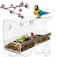 Acrylic Large Window Bird Feeder with Removable Tray