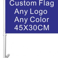 Custom Car Flag 30x45cm Double Sided 100d Polyester Banner with 50cm Plastic Flag Pole