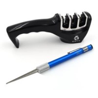 Knife Sharpener 3 Stage & 3-in-1 Pocket Pen Shape Retractable Sharpener