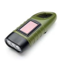 3 LED Solar Power Hand Crank Dynamo Torch Charger Emergency Flashlight