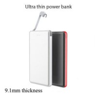 External Battery Charger Built-in Charging Cable 5000mAh Slim Power Bank