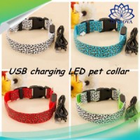 Leopard LED Pet Dog Collar Flashing Nylon Lighting Safety LED Pet Collar Luminous Pet Products