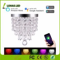 15W Large Luxury Lighting RGB WiFi Smart LED Crystal Chandeliers Pendant Lights Compatible with Amaz