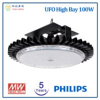 100W 110-130lm/W LED High Bay UFO Commercial Lighting for Indoor Warehouse