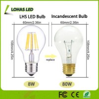 Hot Selling E27 B22 6W 8W 60W Incandescent Replacement 2700K 6000K Vintage LED Filament Light Bulb