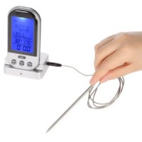 LCD Wireless Barbecue Timer Food Cooking Digital Probe Grill Meat BBQ Temperature Thermometer