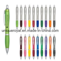 Satin Plunger Action Ballpoint Pen Comes with Rubberized Grip