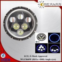 7inch 60W Hi/Lo Beam +DRL/Angle Eyes LED Headlight with ECE  E-MARK