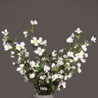 Silk Cloth Two Forked Medlar Flowers Artificial Flower  White Fake Flower  Medlar Artificial Flower