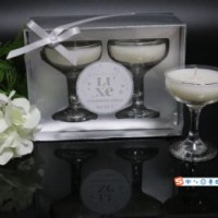 New Luxury Scented Candle in Crystal Glass Goblet Cup Set of Two with Silver Gift Window Box Packing