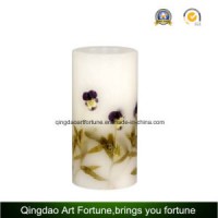 Flameless LED Wax Candle with Decal Flower