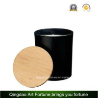 Fragrance Scented Black Color Sprayed Glass Jar Candle with Wooden Lid