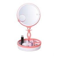 LED Makeup Mirror Enough Storage Bottom Box Cute Rabbit-Shape Soft Lights Dimming by Touch Screen Tw