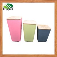 Bamboo Fiber Kitchen Canister 4 Piece Set with Airtight Bamboo Lid