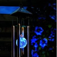 Solar Wind Chime Light with Colour Changing Glass Ball Garden