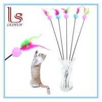 Pet Products Feathers Tease Stick with Colour Ball Cats Toys