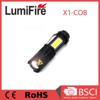 Aluminum AA Battery Powered Zoomable Mini COB LED Torch Flash Light with Pocket Clip