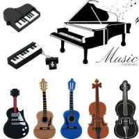 Musical Instruments Model USB Flash Violin/Piano/Guitar Pen Drive