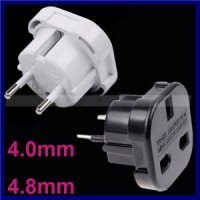 Black White UK to EU Germany 4.0mm/ 4.8mm 2 Pins Travel Adapter Plug Power Socket Converter Plug wit