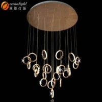 LED Modern Aluminum + Acrylic Circles Chandelier Lighting