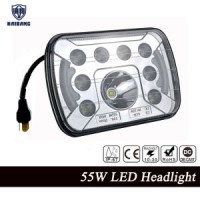 "7X6" LED Headlights H4 55W Light with DRL for Jeep Wrangler Yj Xj GM Van Cherokee Ford