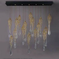 Luxury Branch Water Drops G9 Chandelier Design Copper Chandelier Lighting