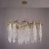 Luxury Branch Glass Chandelier Design Copper Crystal Customized Chandelier Lamp