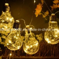 3 AA Battery Operated LED Clear Bulb Copper String Lights  10 Bulbs Warm White Globe LED Wire Hangin