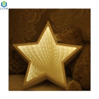 Single Mirror Face Time Tunnel Lamp LED Star Shape Motif Light