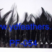 Dyed Black Rooster Saddles Feather Fringe For Garment