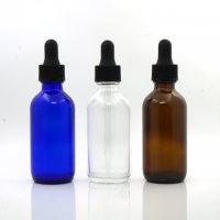 60ml clear amber and blue Boston glass dropper bottle