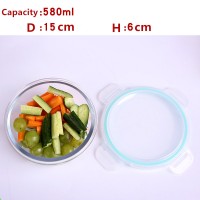 580ml round glass food container glass lunch box