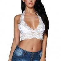 White Hollow Out Lace Halter Bralette