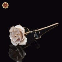 WR Popular Artificial Flower 24K Gold Plated Rose White Flower Romantic Floral For Valentine's