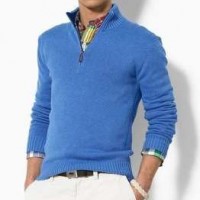 Branded 1/4 Zip Up Polo Neck Plain Knitted Handmade Mens Pullover Sweater