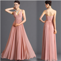 Pink Spaghetti Strap Off Shoulder Women Evening Dress /bridal Gown DME-6981