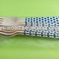 Custom Printing Logo Disposable Wooden Forks  factory Direct Sale Polka Dot