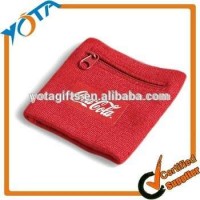 Wholesale Zipper Cotton Fabric Wrist Sweatband With Custom Logo Sport Wristband