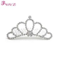 MAYZI Brand Wedding Bridal Hair Accessories White Rhinestone Custom Princess Headwear Crown Tiaras