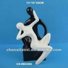 Ceramic Porcelain Lover Figurine-Glazed White Ceramic Figurine Porcelain Pottery Sculpture Home Deco图1