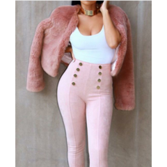 B31680A Custom New Design Fashion Casual Women Suede Trousers Pants图1