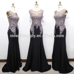 Wholesale Top Quality Beaded Chest Cap Sleeves Sheath Evening Dress图1