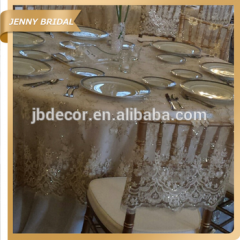 TL002S Round Sparkle Sequin Embroidery And Cutwork Lace Event Table Cloth And Linen图1