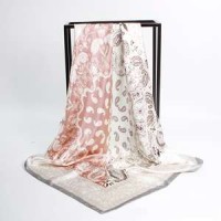 Silk Scarf Large Satin Shawl Fashion Pattern Wrap Luxurious Lightweight Neckerchief For Women