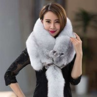 Whole Skin Natural Blue Fox Fur Cape Real Fox Fur Shawl Ladies Fur Scarf