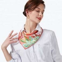 Manufacturers Scarves Shawls Floral Print Women Acrylic Poly Satin Square Scarves