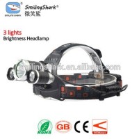 Smiling Shark 3 Lights Headlamp With CE Certificate Rechargeable Led Headlight